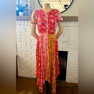 Zara Boho Floral Maxi Dress w/ scarf hem